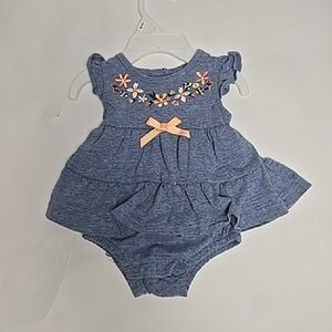 Charming Blue Baby Dress with Floral Accents